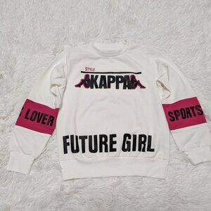Kappa Girls Crew Neck White Pullover Loopknit Long Sleeve Sweatshirt NWOT